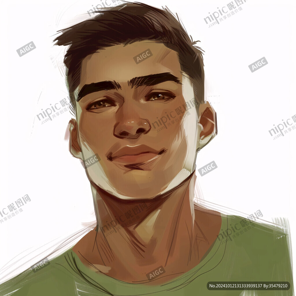 平头男孩插画