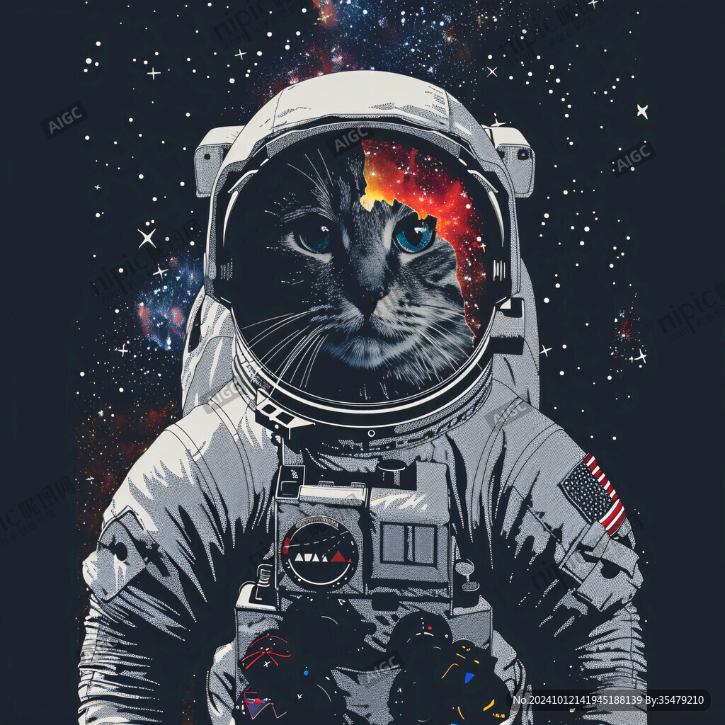 遨游太空的宇航员猫