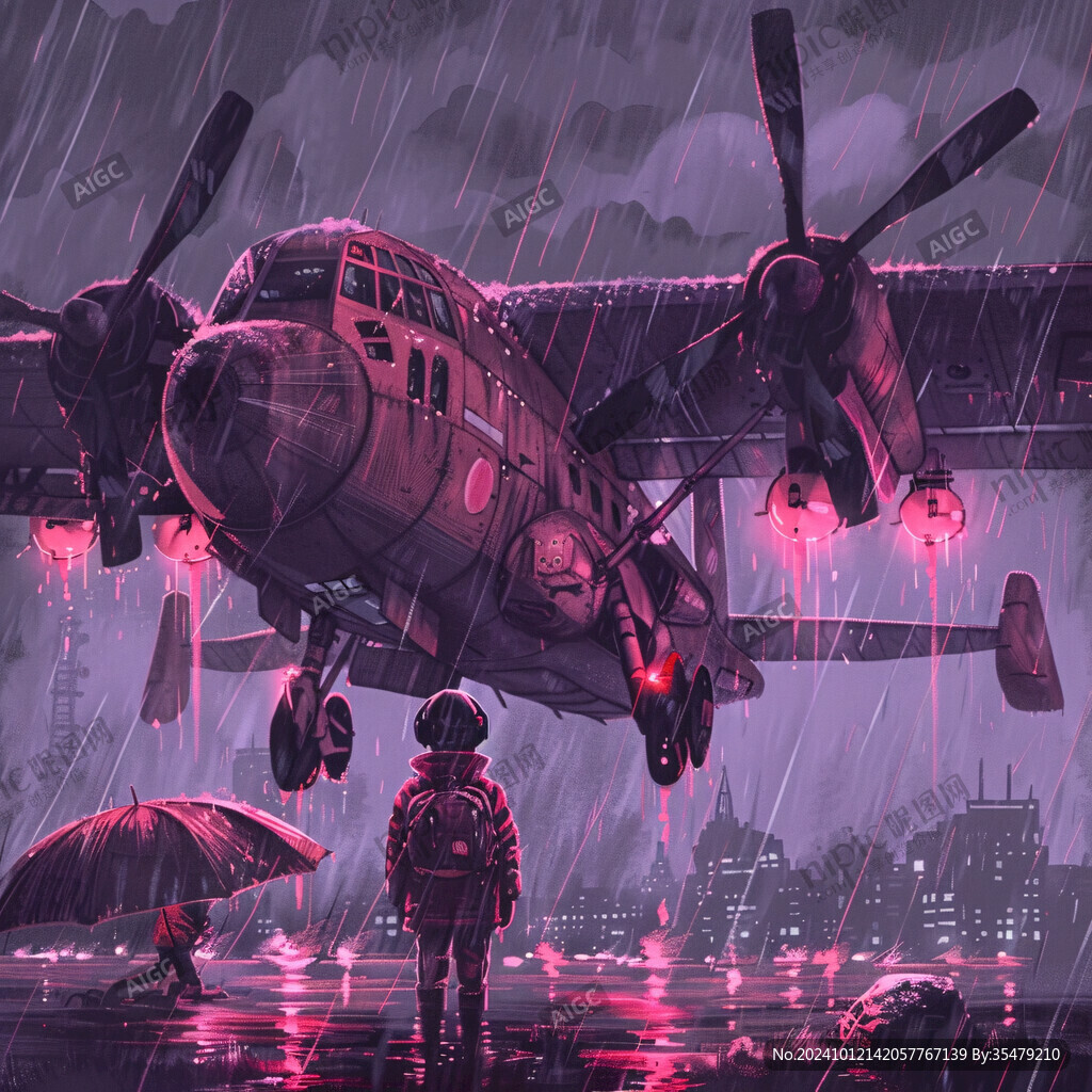 雨中的飞机