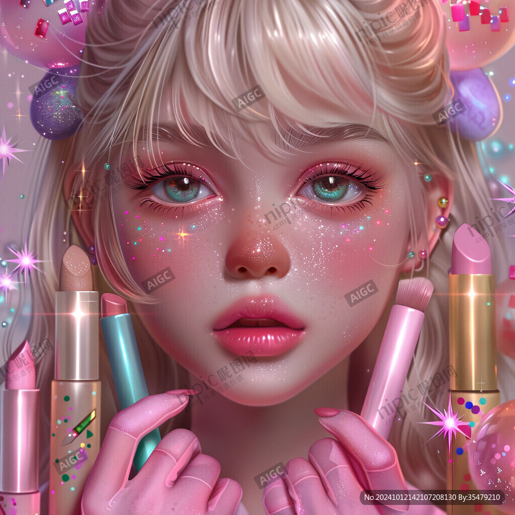 时尚美妆节日插画女孩