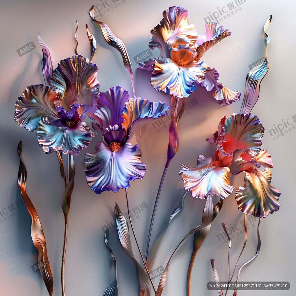立体手绘金属花卉