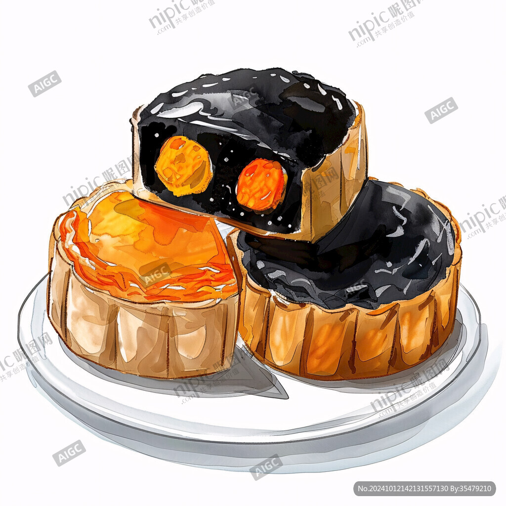 月饼糕点制作插画点心
