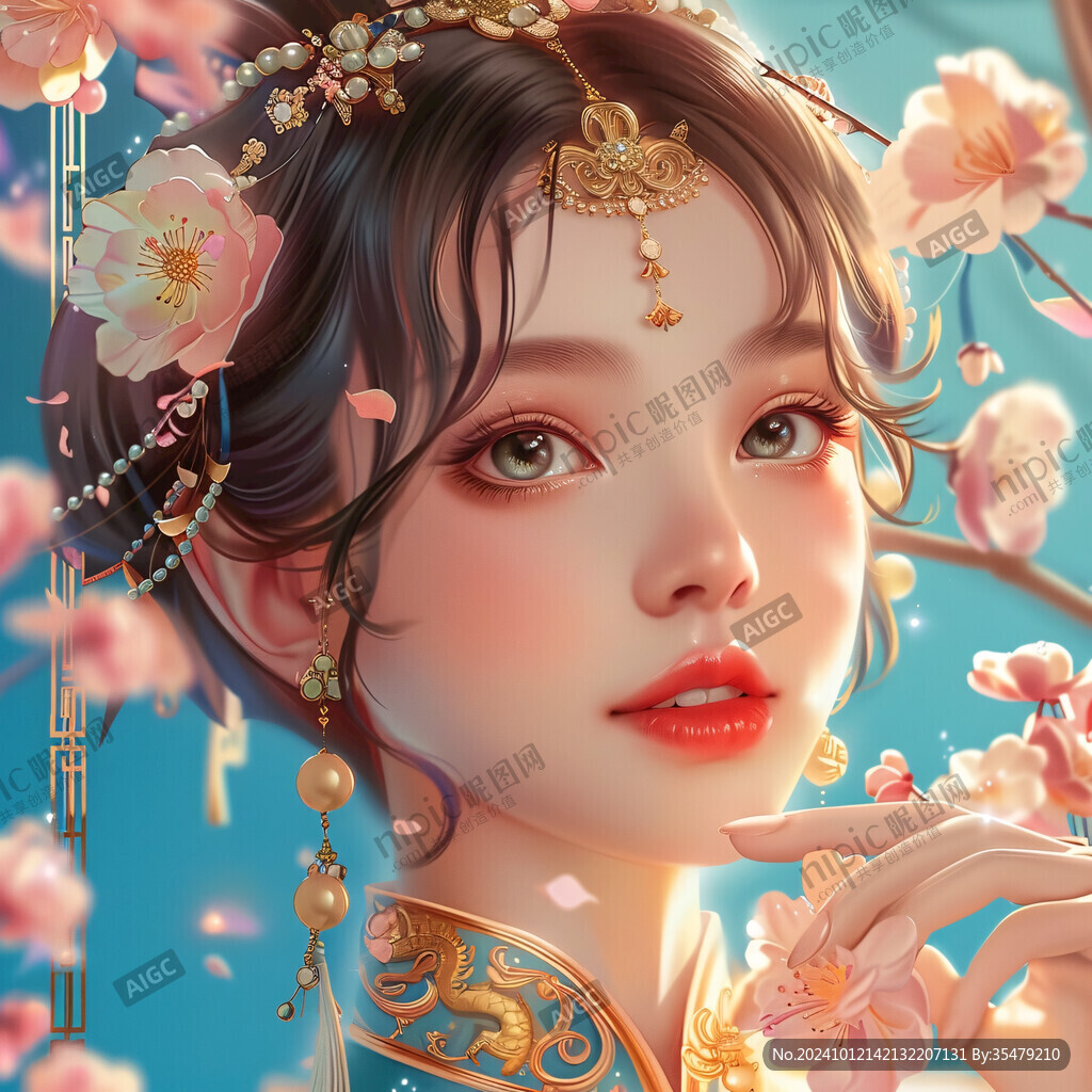 宫廷美女人物插画