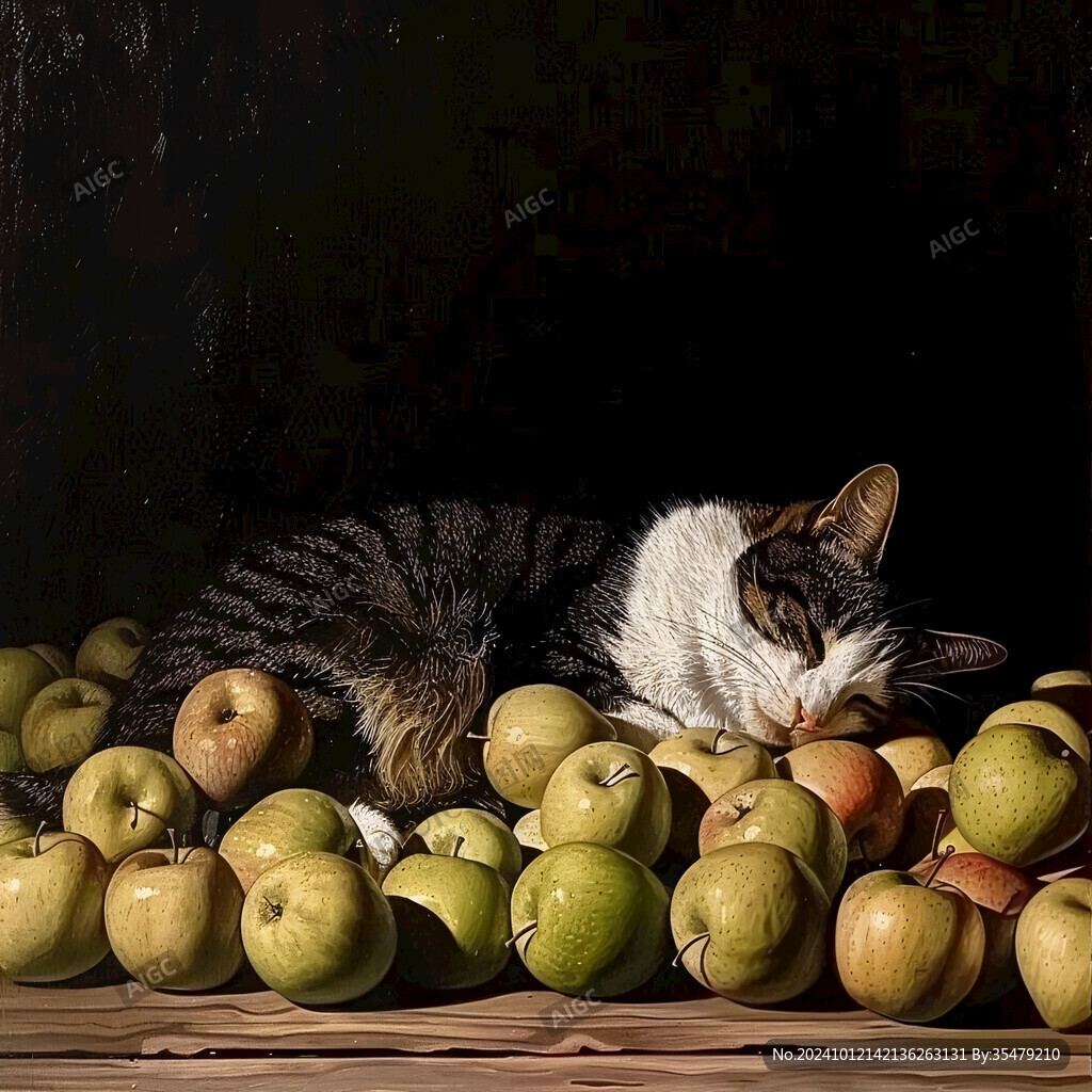 猫吃水果可爱猫咪