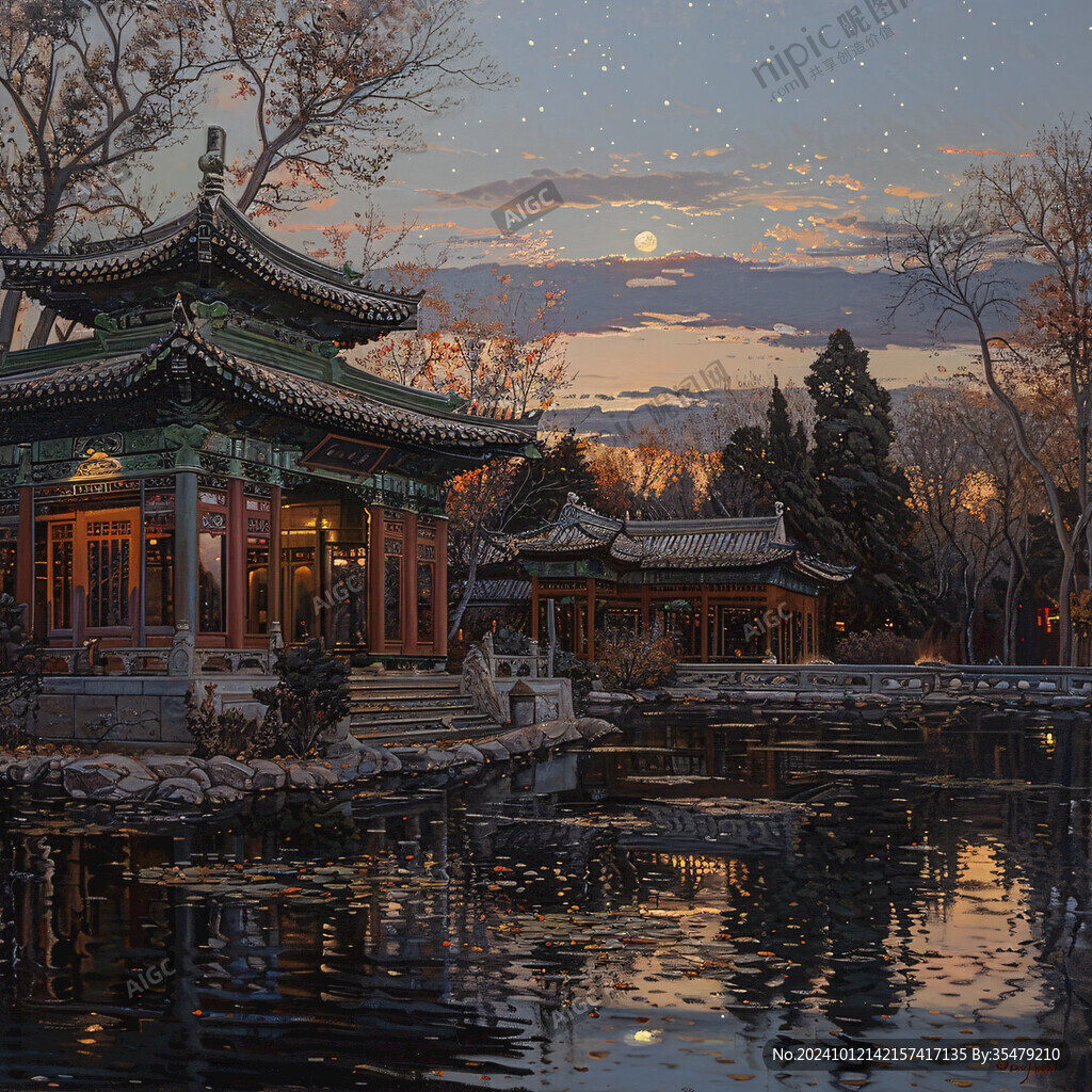 恭王府花园雪景凉亭