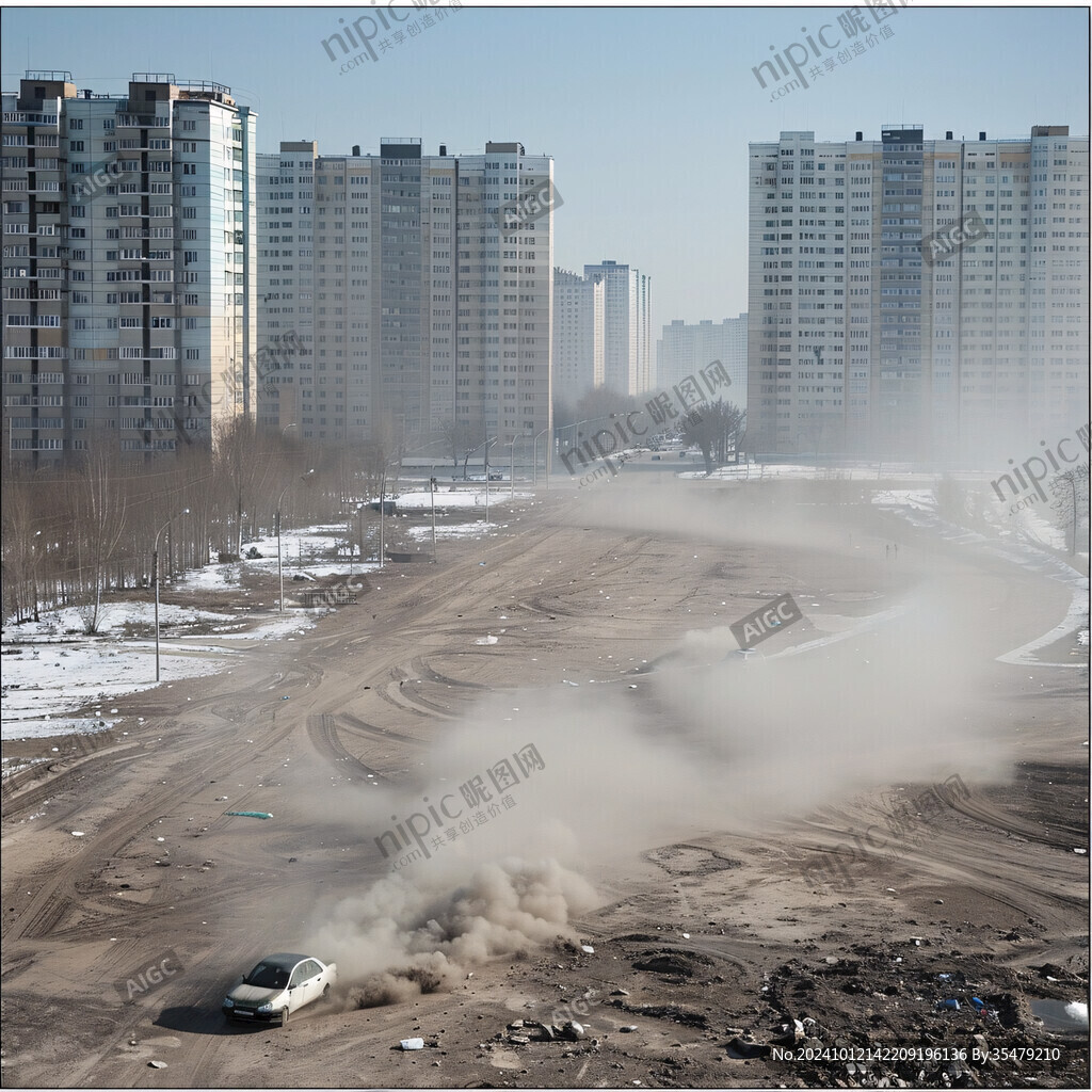 尘土飞扬工地