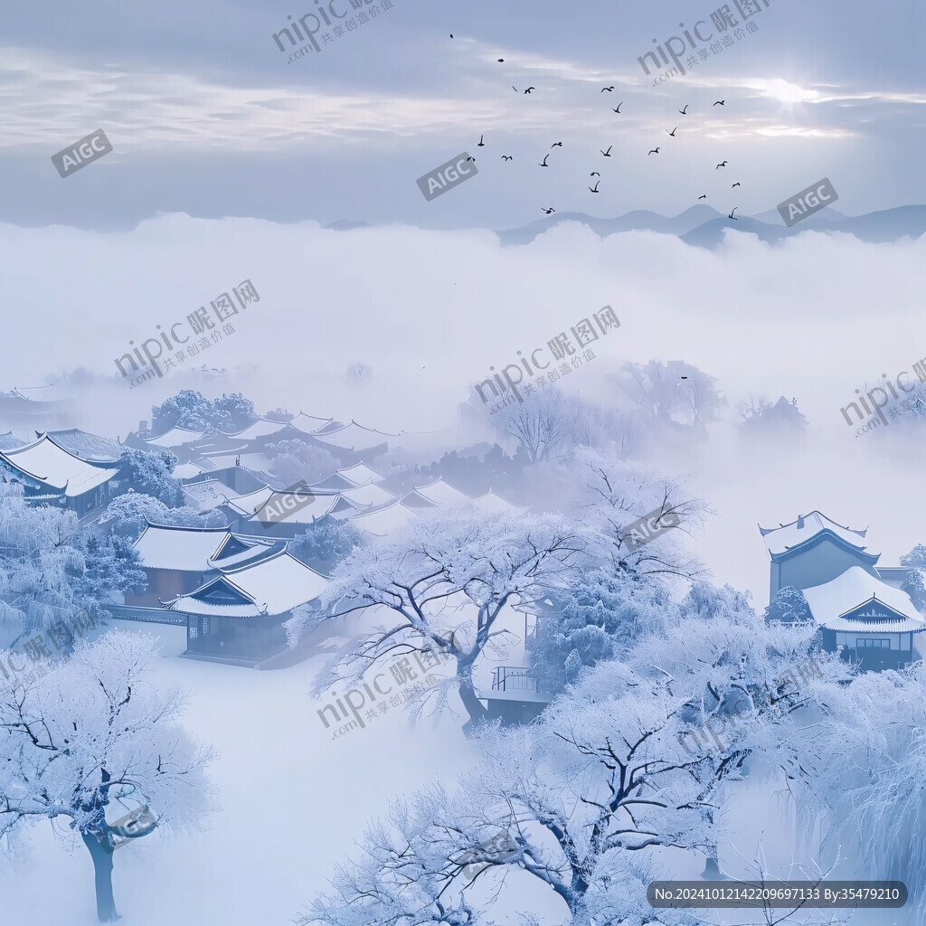 江南雪景水乡雪景