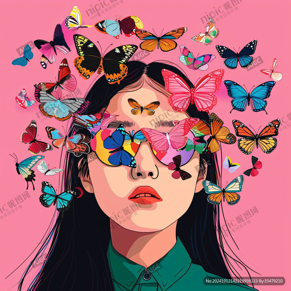 整容整形花季少女插画