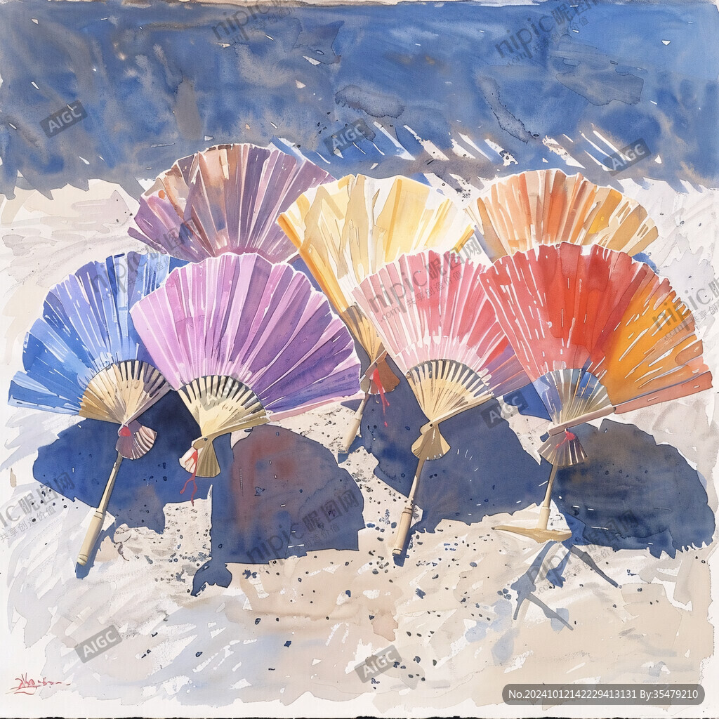 水彩插画油纸伞画