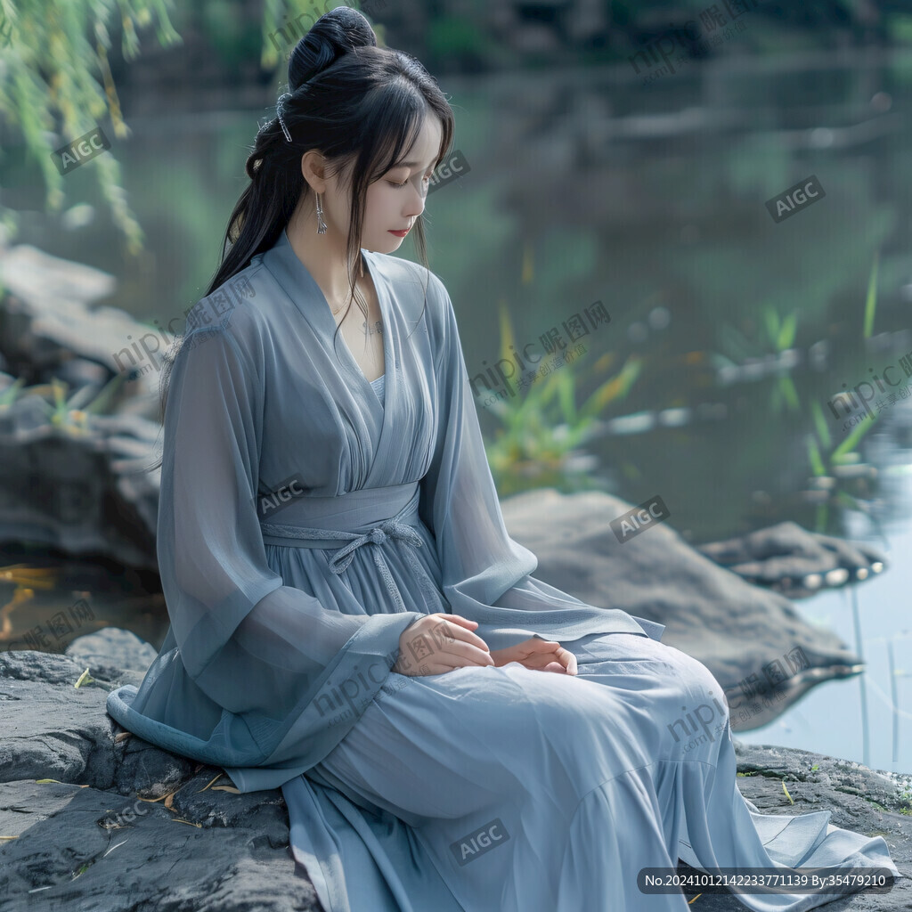 淡雅蓝色汉服