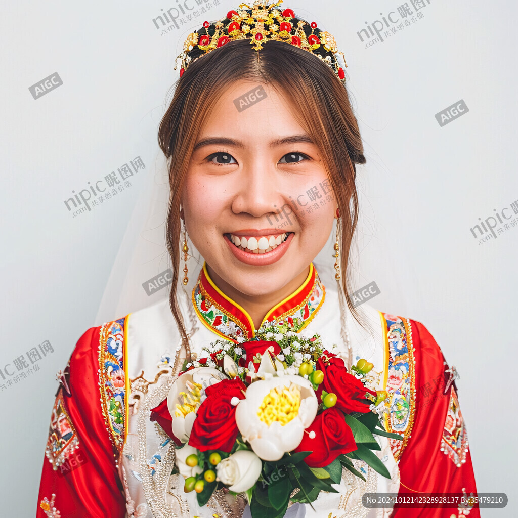 中式婚礼女子坐像