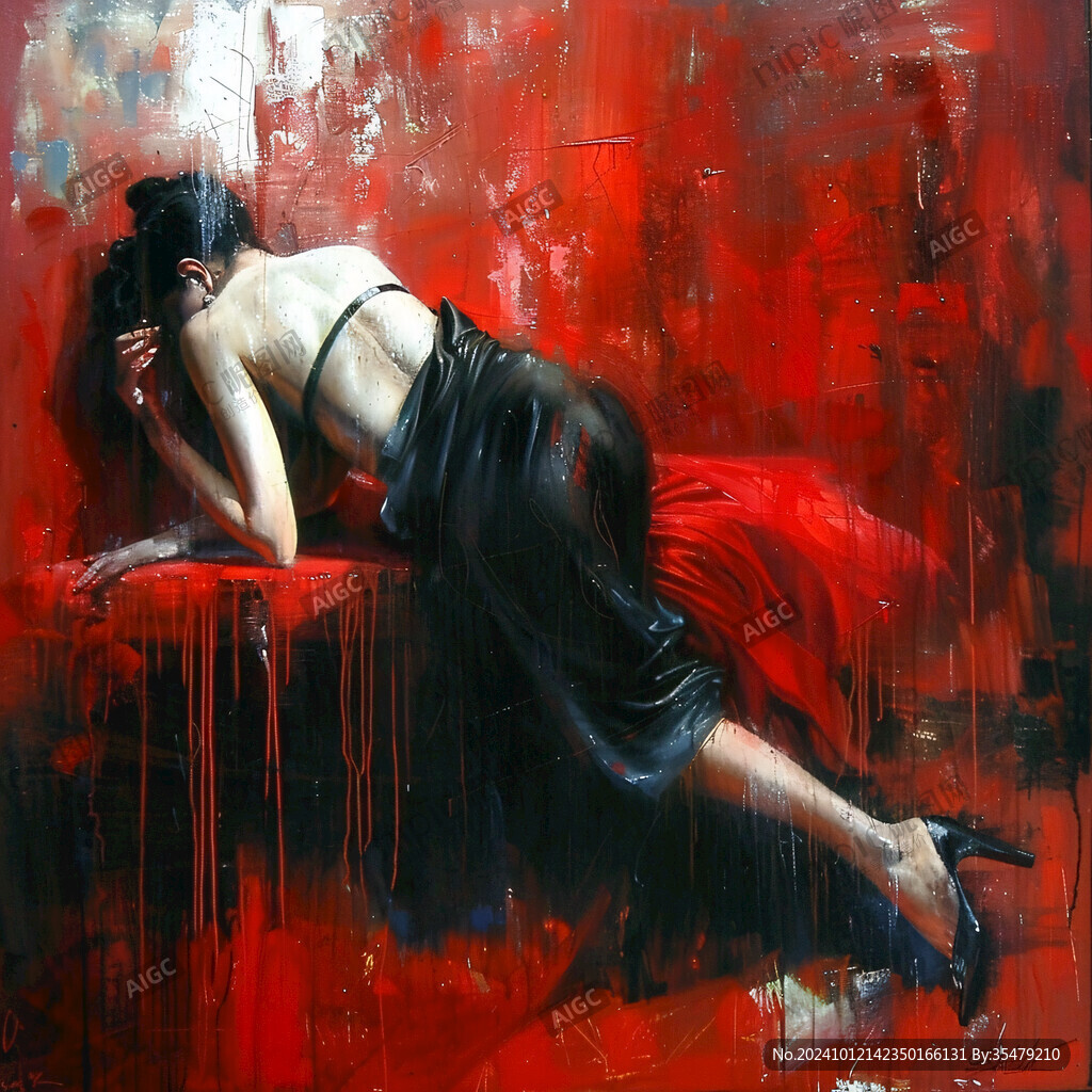 红衣舞女壁画