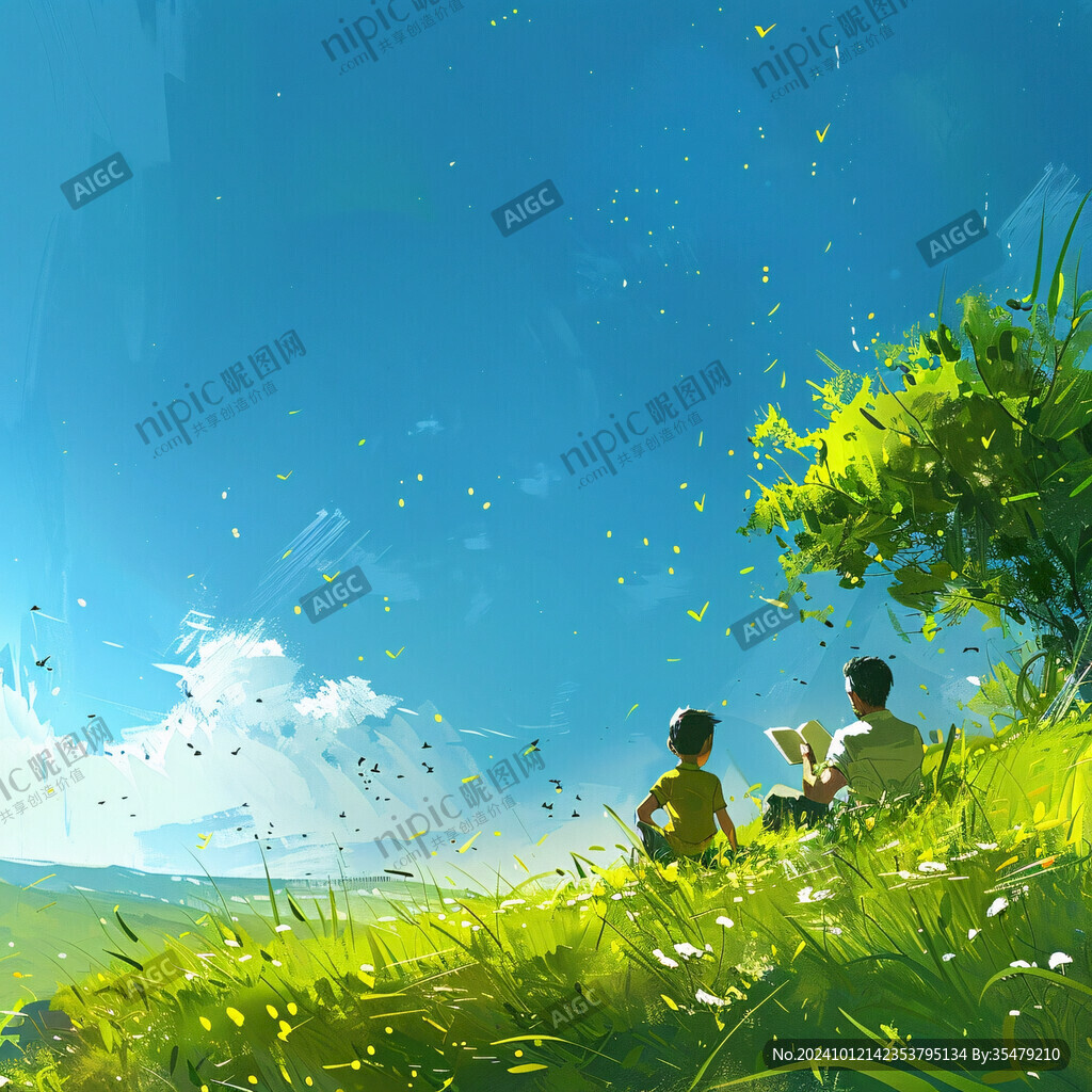 草地场景插画