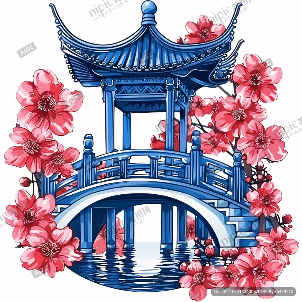 国潮风古风凉亭