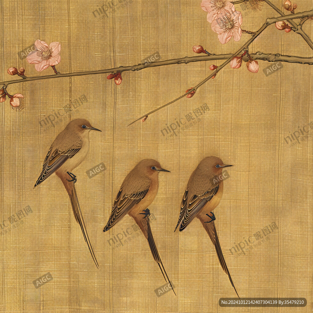 中式工笔花鸟小品