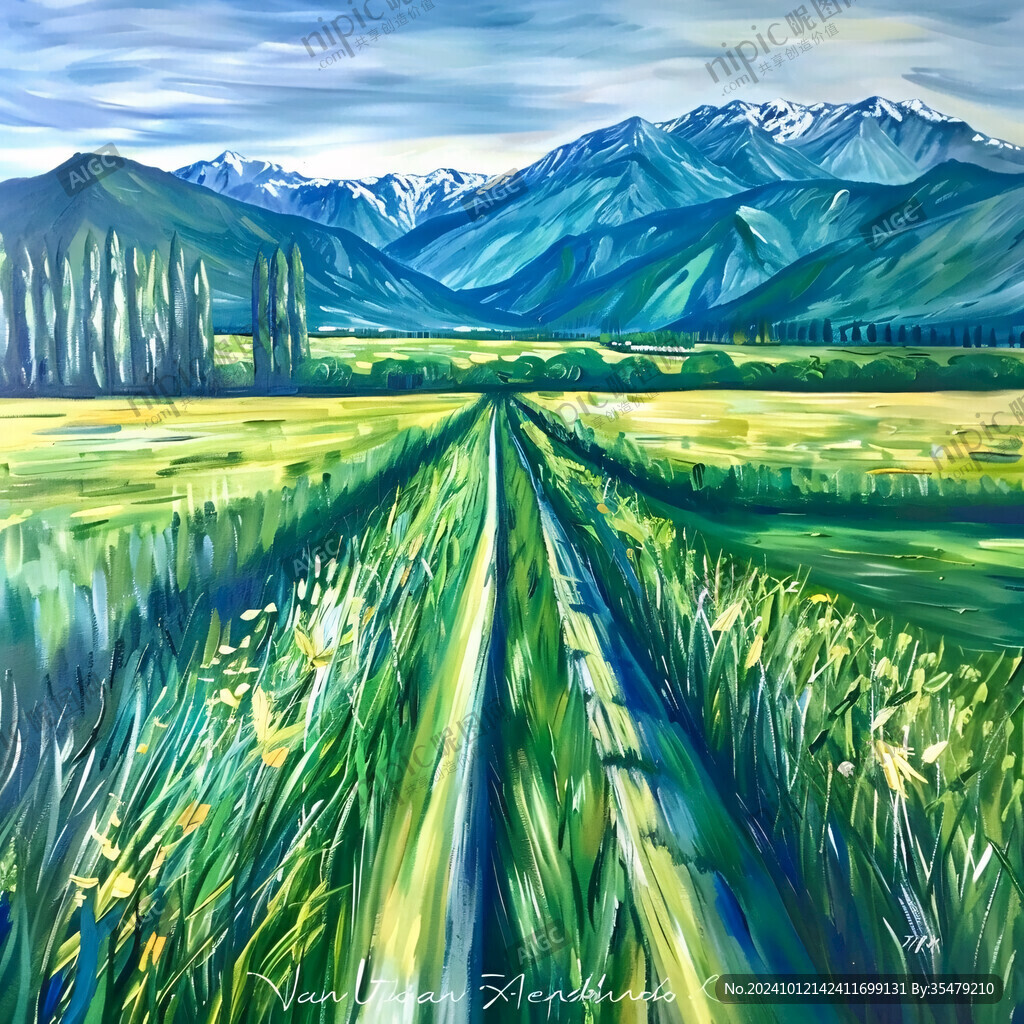 水稻田油画