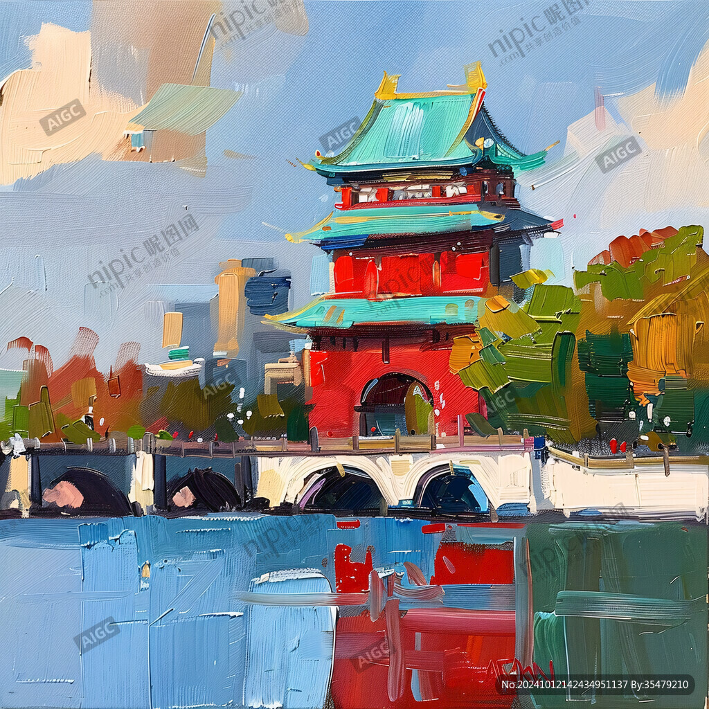 德胜门城市插画素材