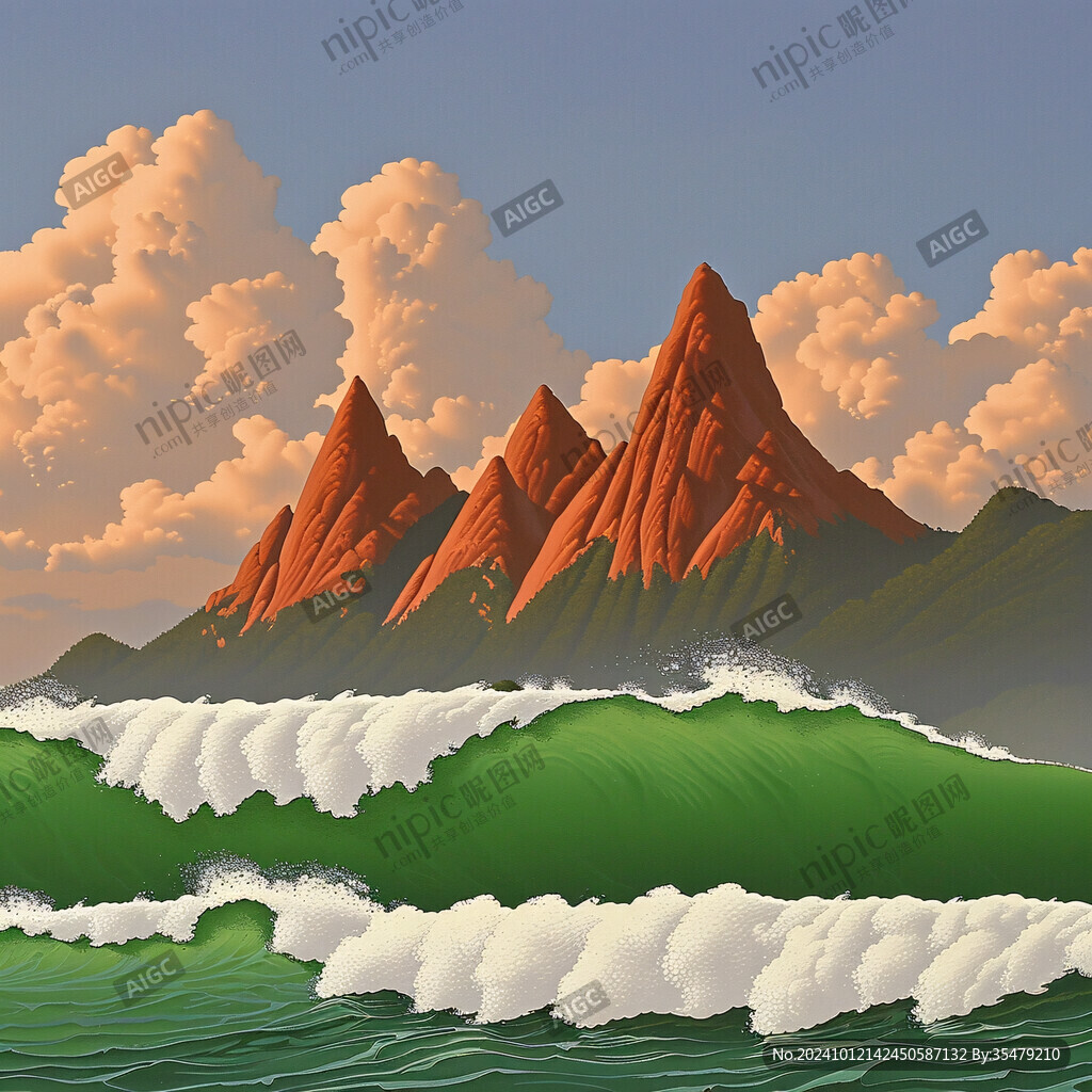 海浪图案山脉山峦背景
