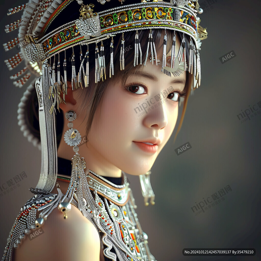 苗族美女插画