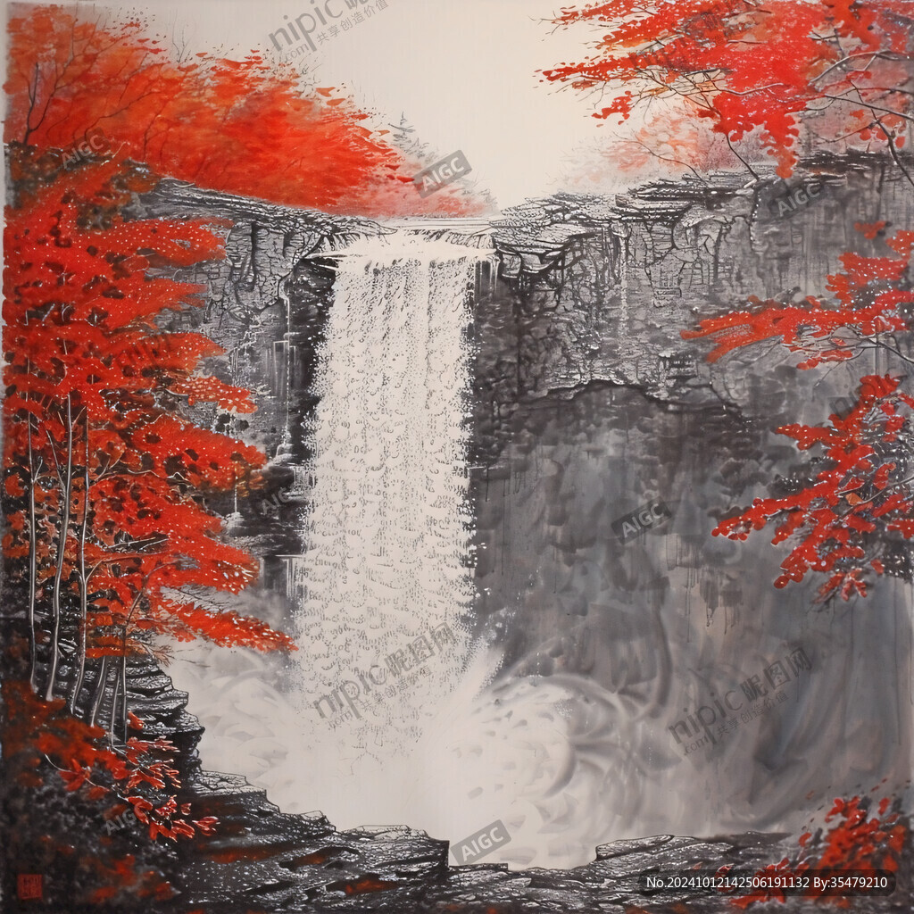 大型瀑布画