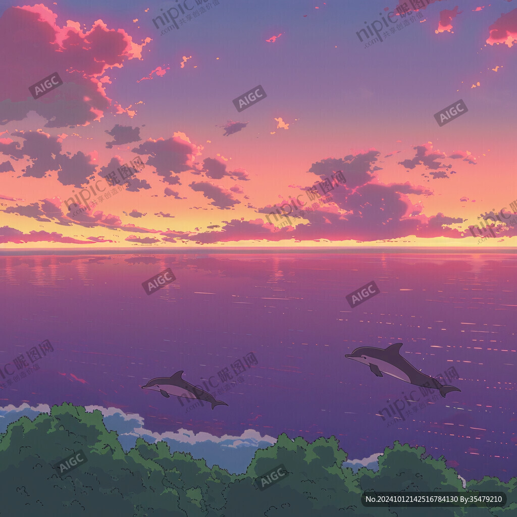 插画海洋辽阔