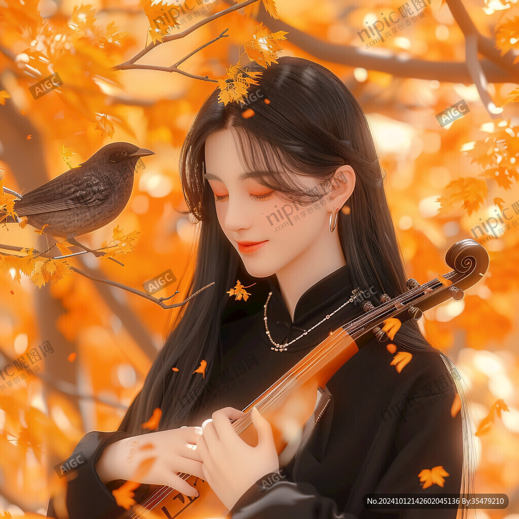 吹笛子的少女