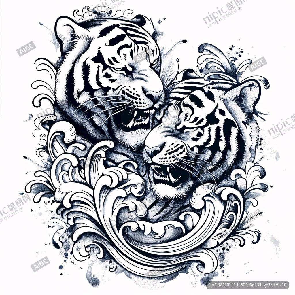 老虎插画如虎添翼插画