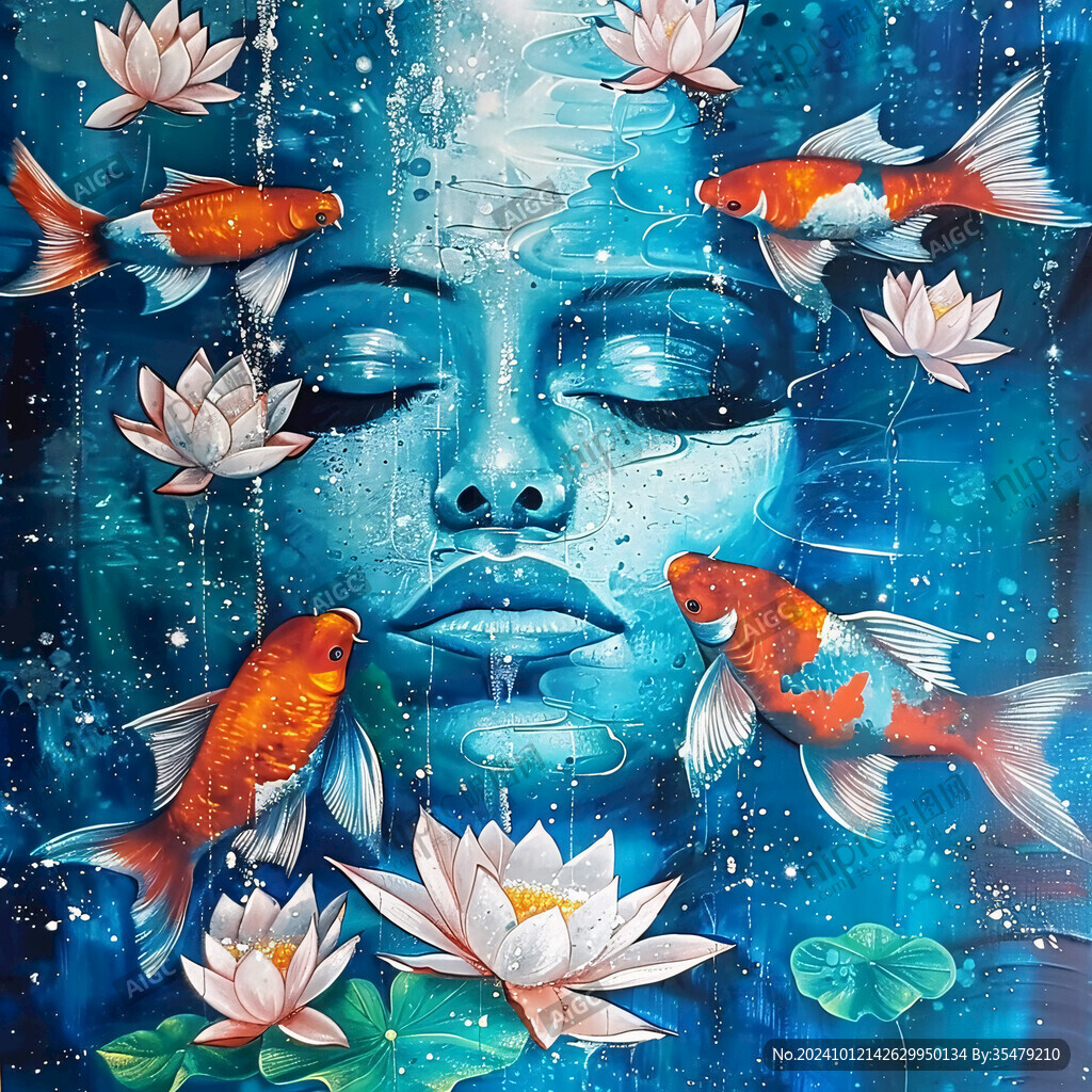 唯美鱼风格插画装饰画