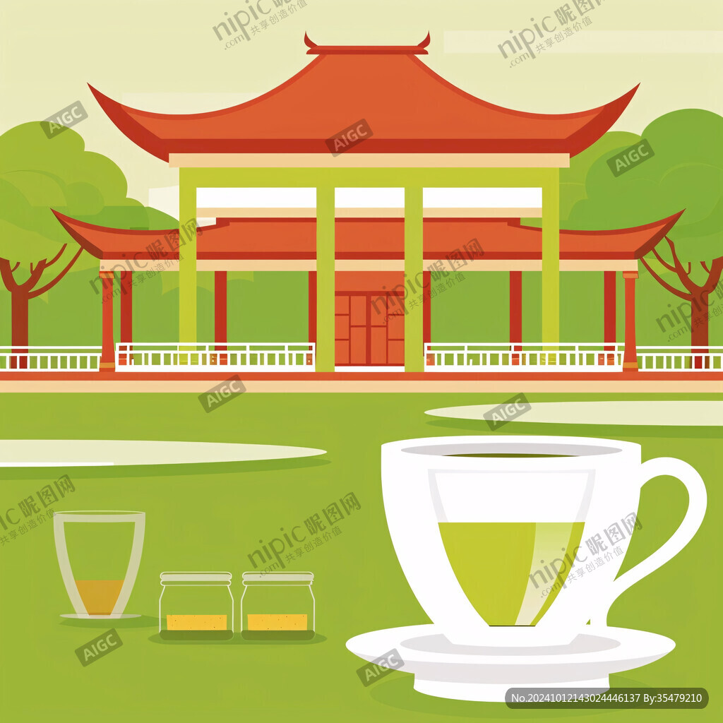 茶园茶庄插画