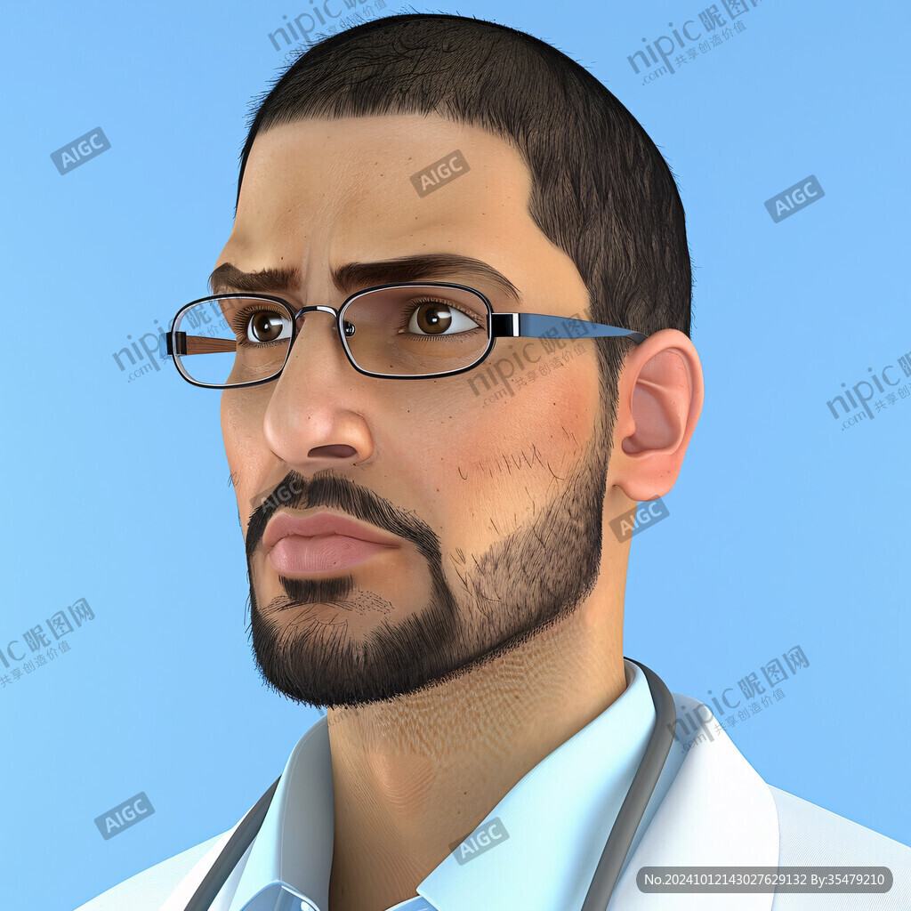 卡通中年男医生头像
