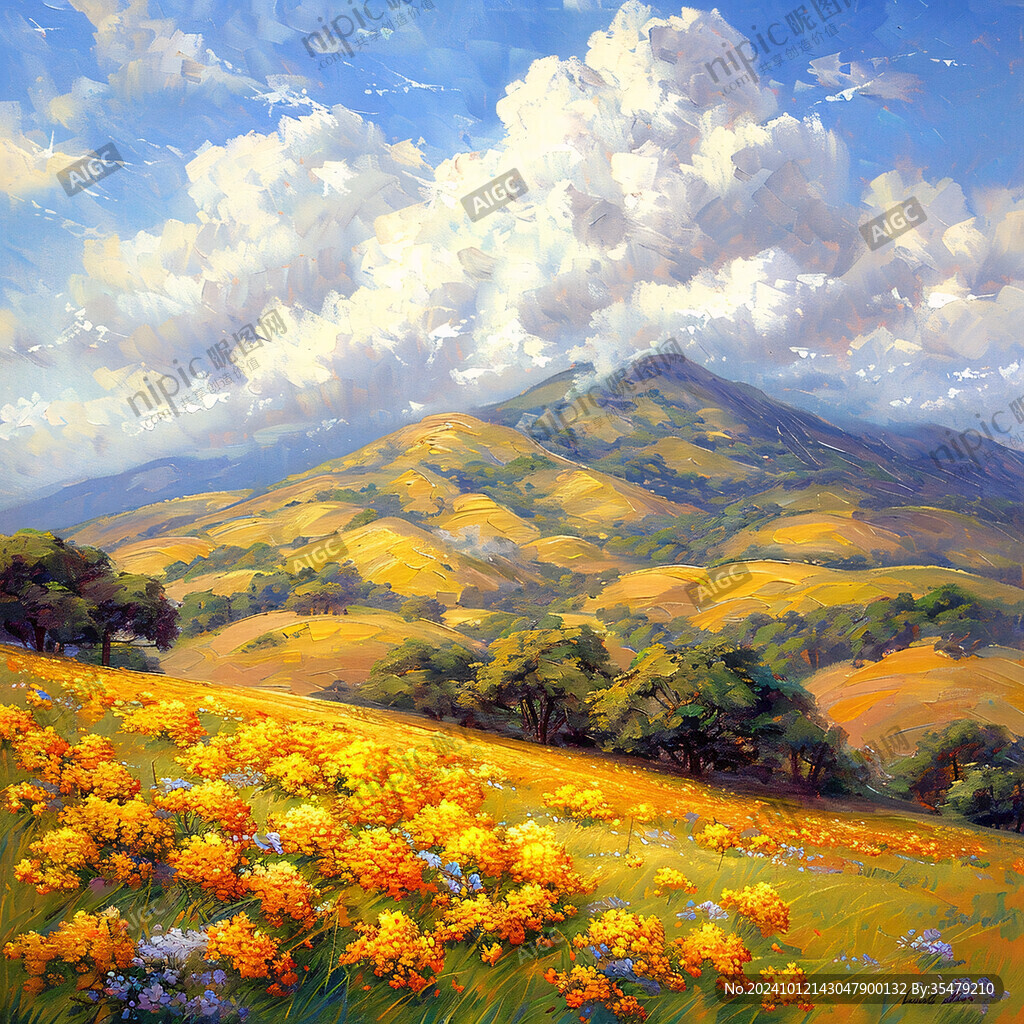 小黄花油画
