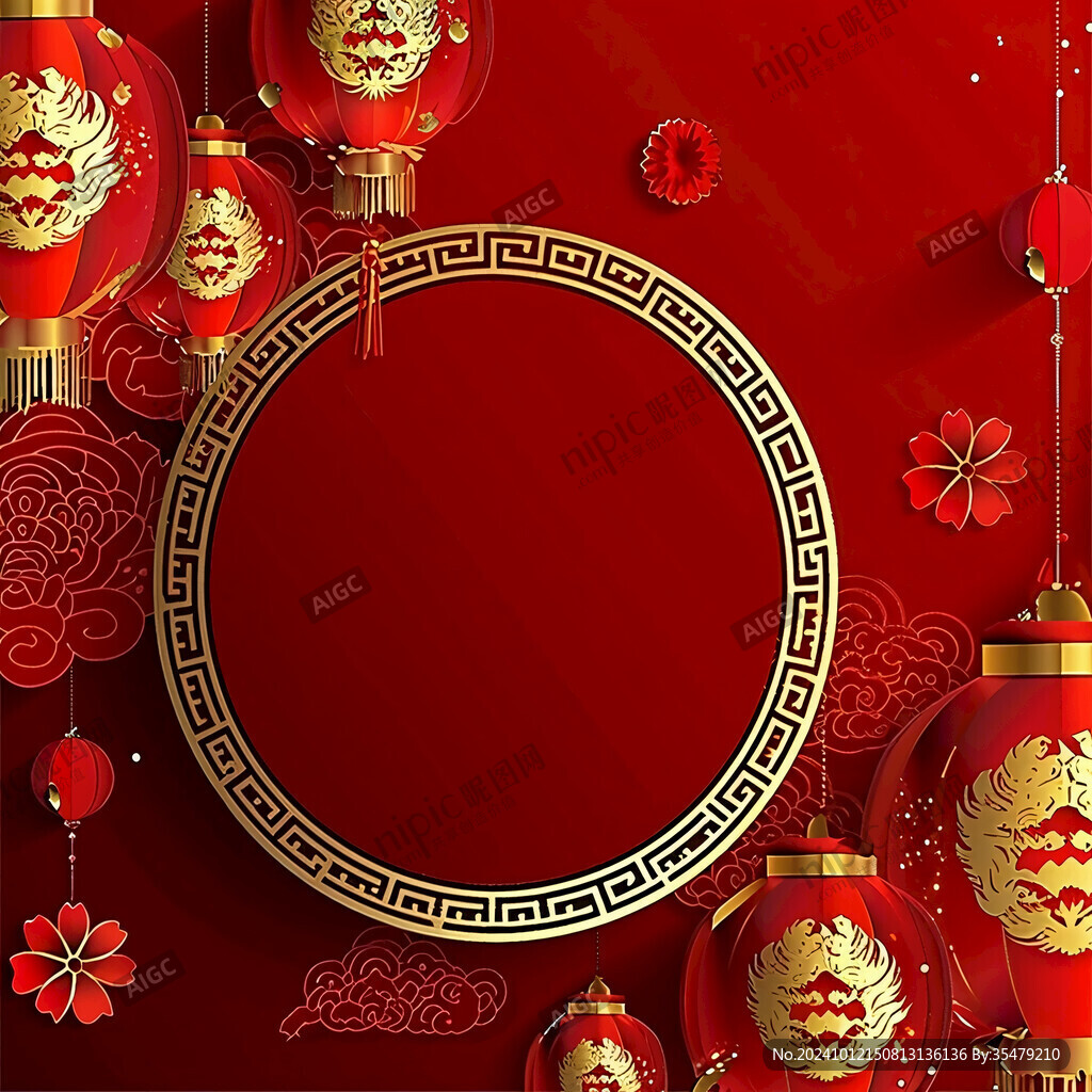 红色边框灯笼背景