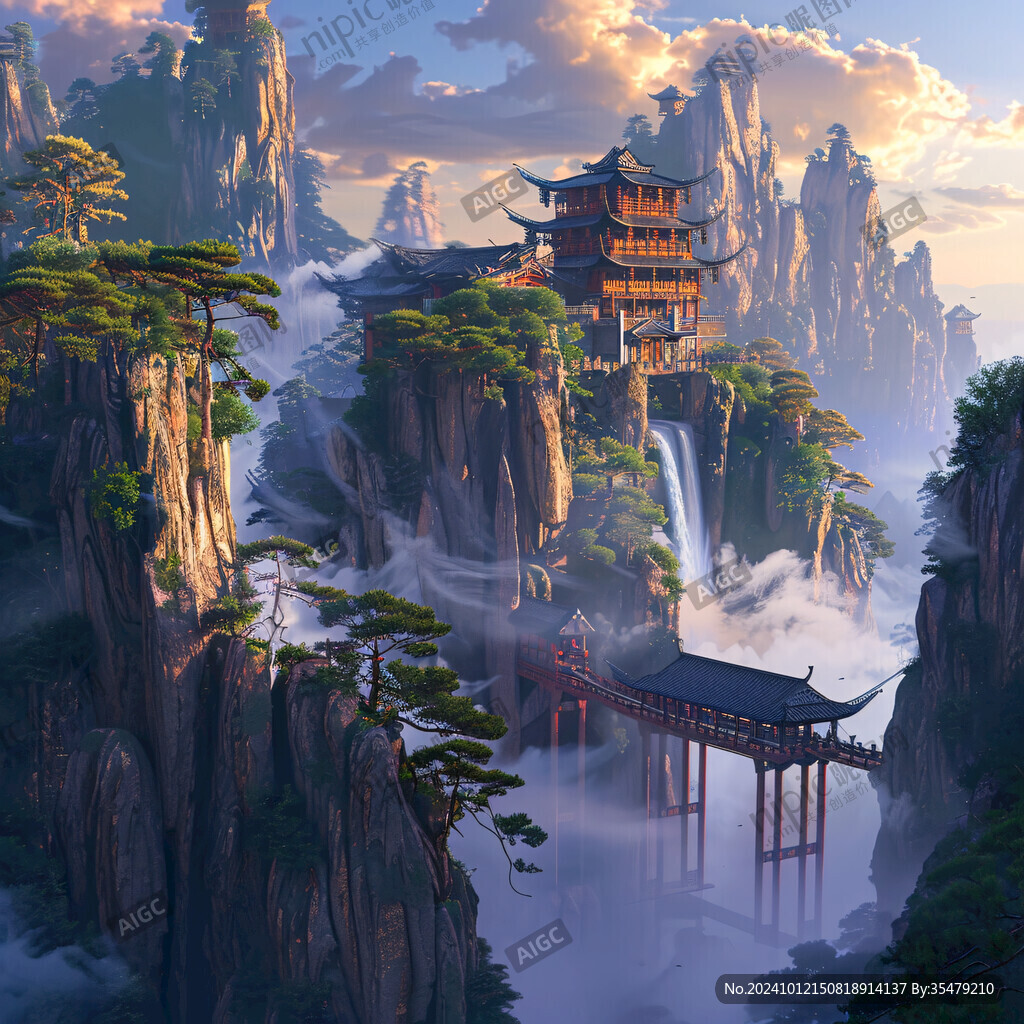 宫殿楼阁仙境仙人大殿