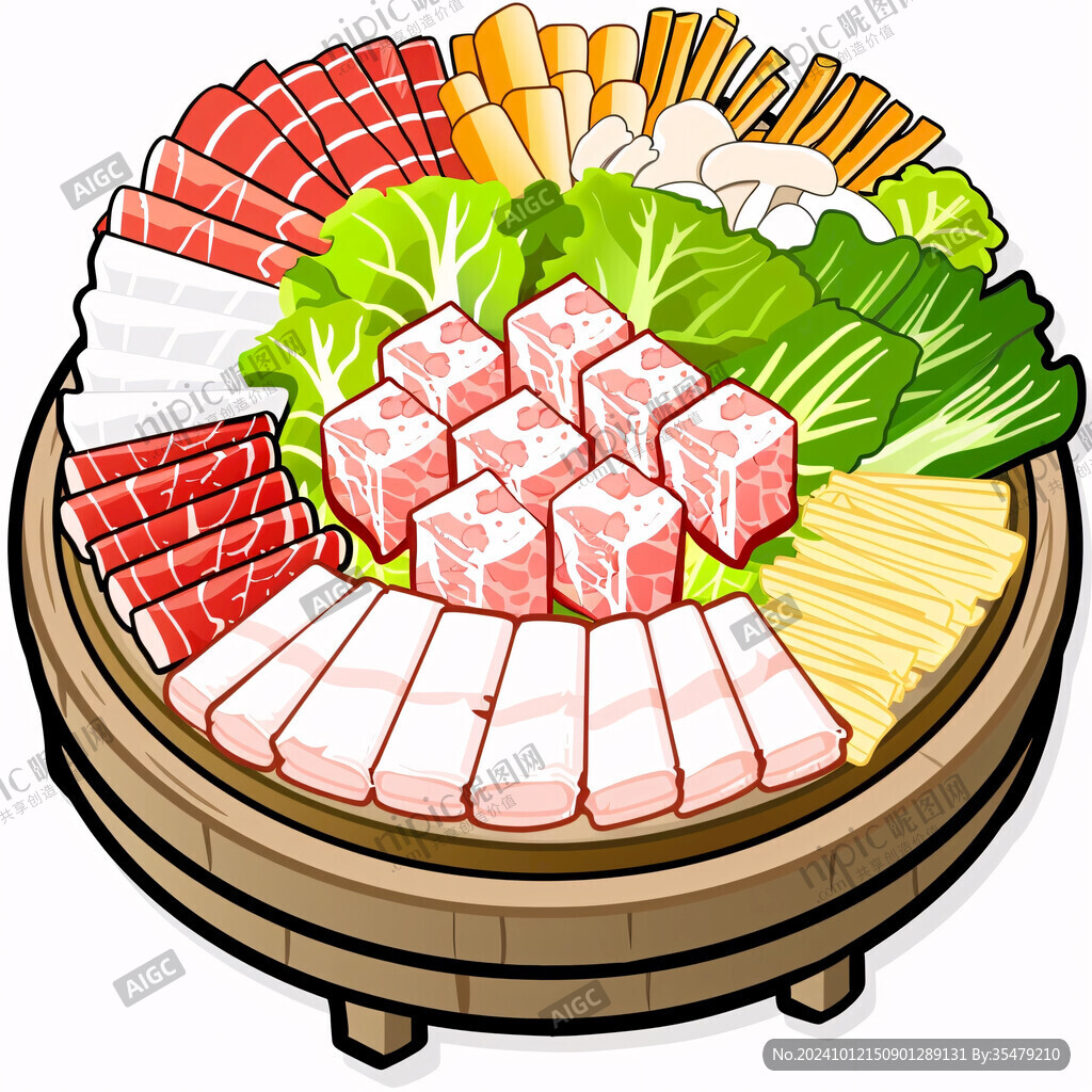 卡通火锅食材