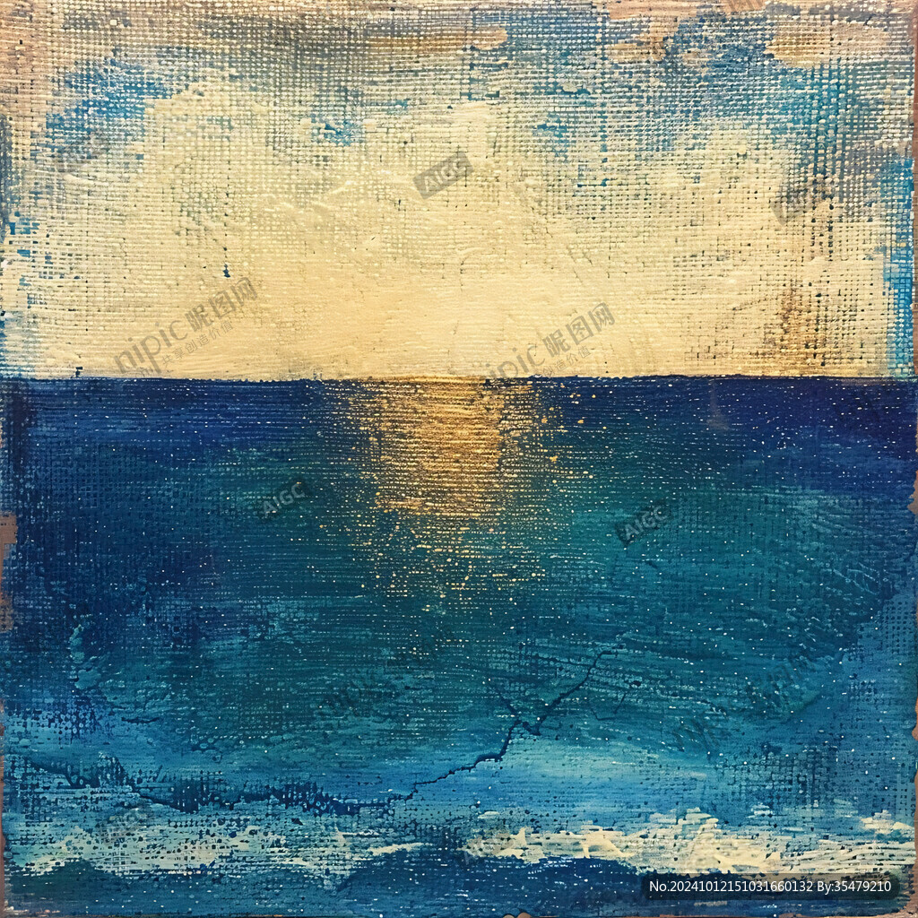 大海蓝色调油画