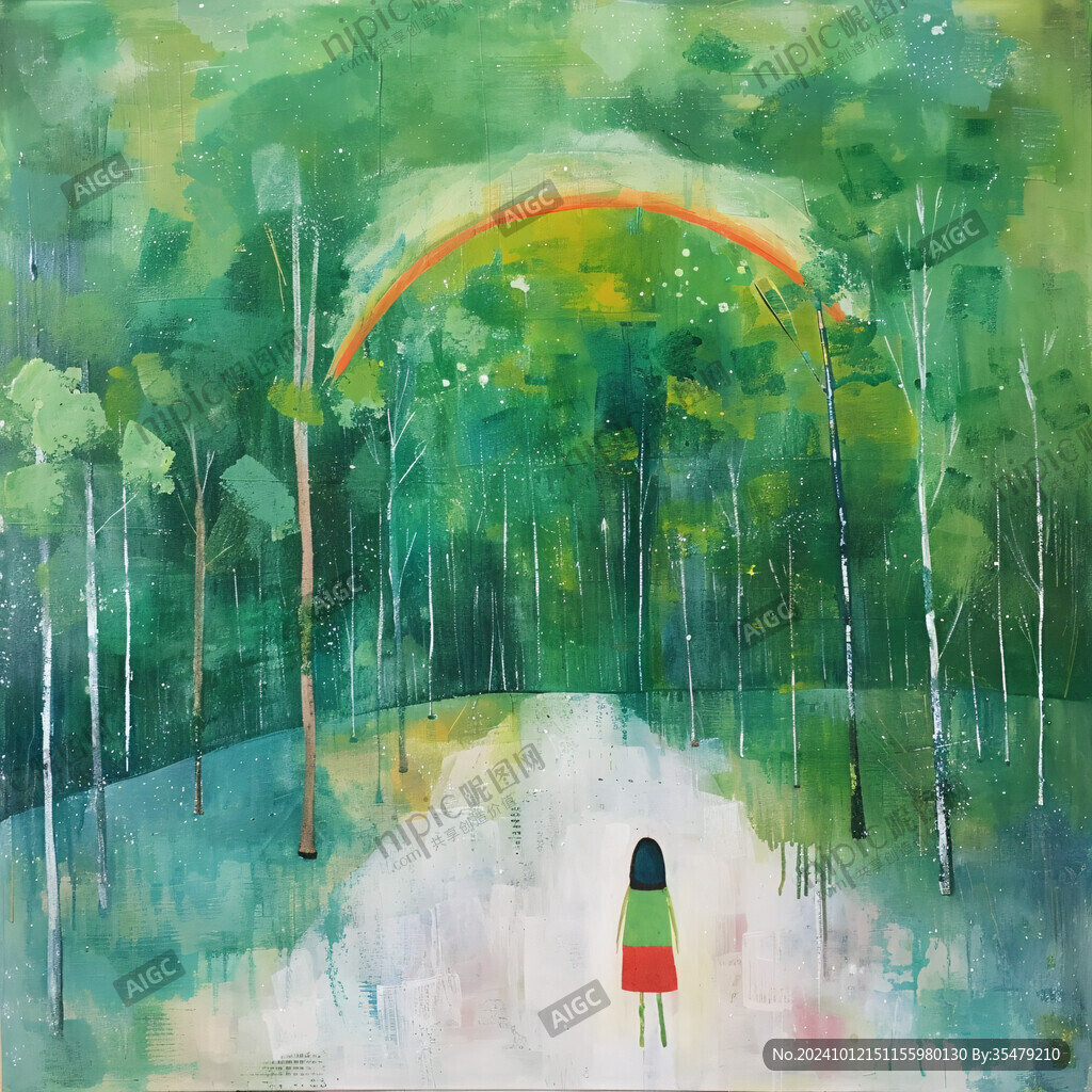 彩绘听见雨的声音插画