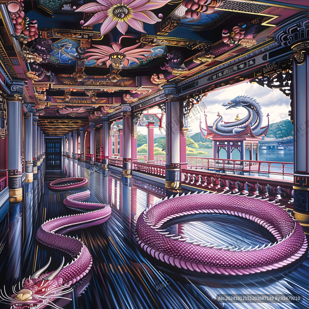 国潮宫殿插画