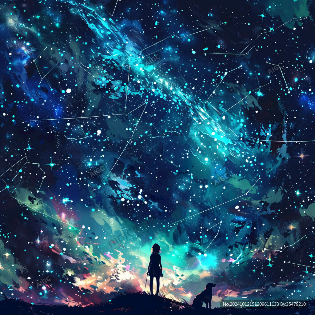 蓝色星空二次元装饰