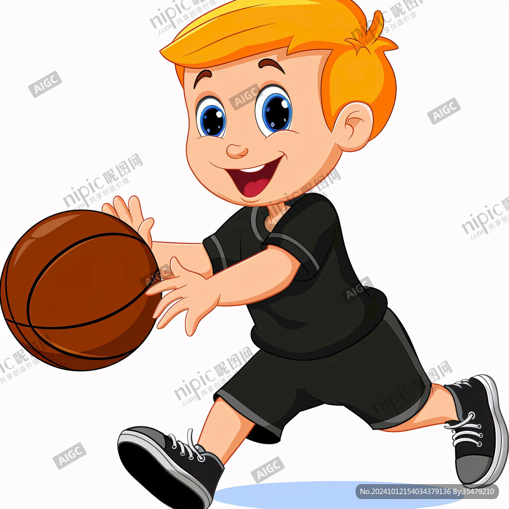 卡通篮球小子小男孩
