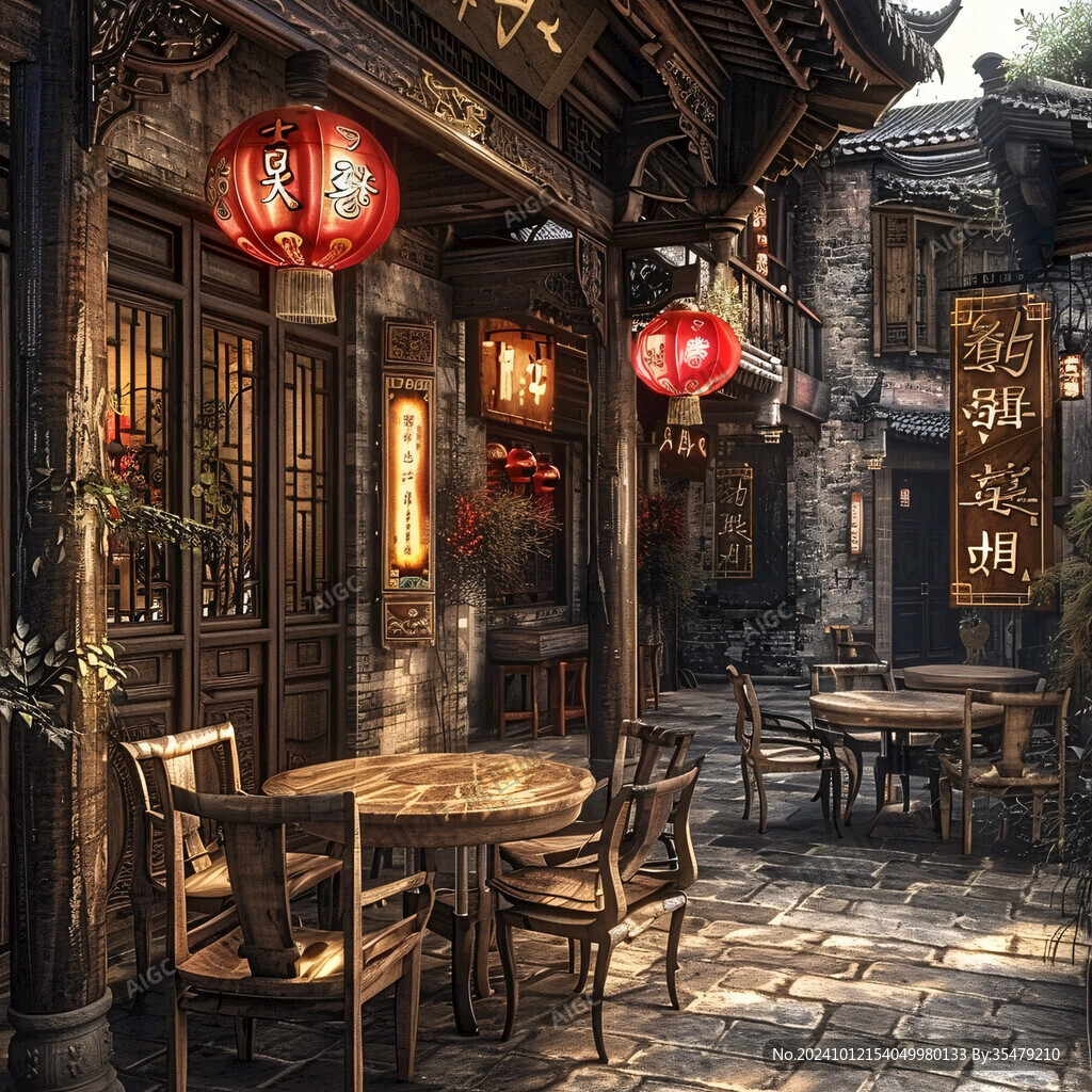 商业街老街茶楼酒馆