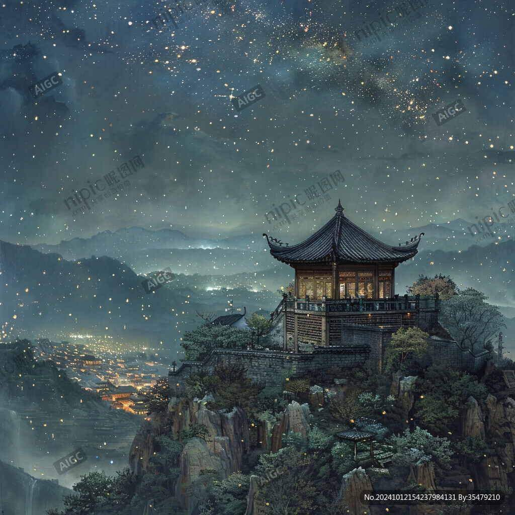 应星楼中国风山水意境