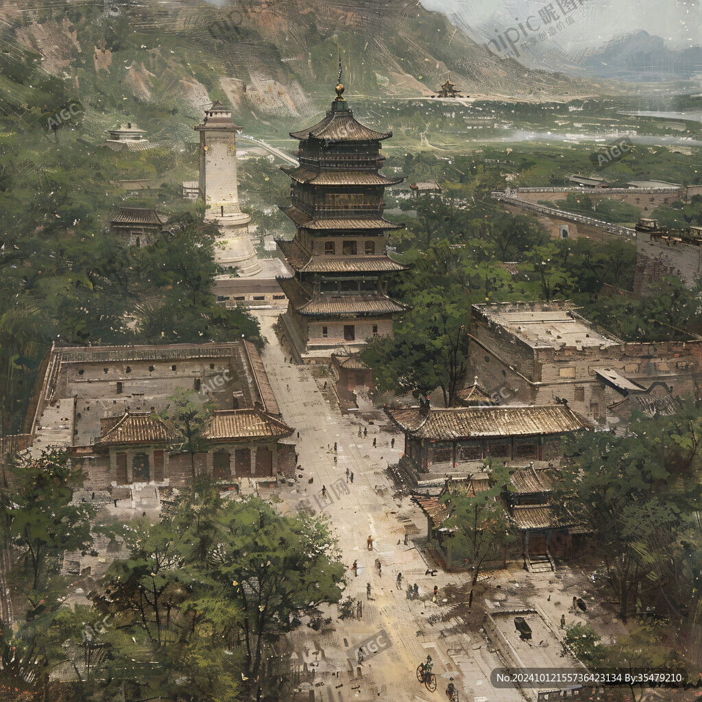 飞英塔插画