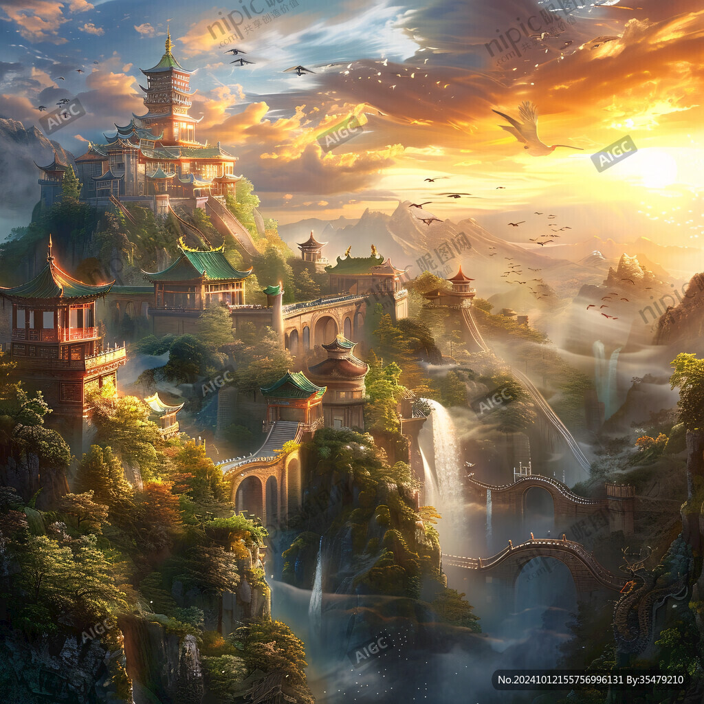 宫殿楼阁仙境仙人大殿