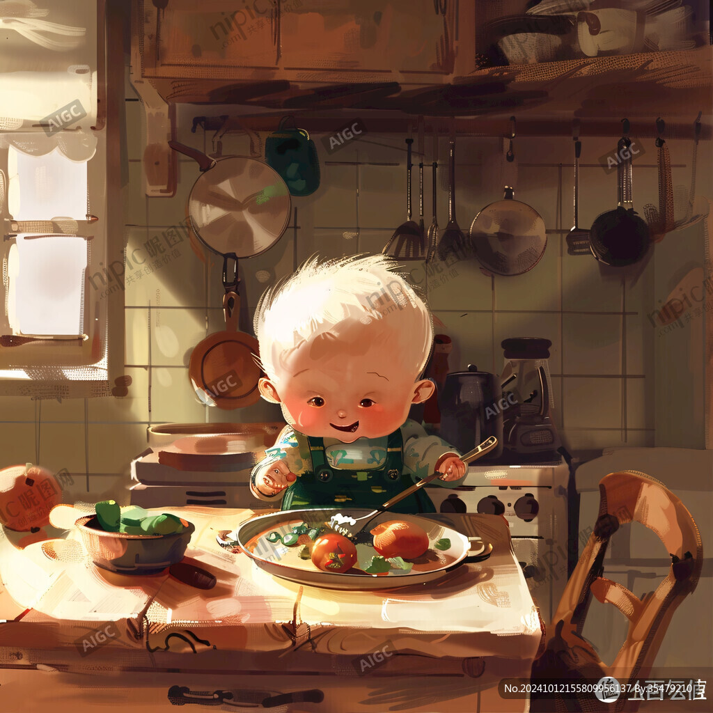 做美食男孩插画