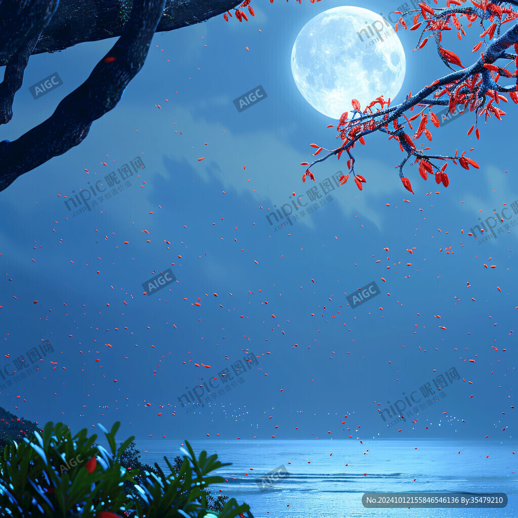红月亮插画