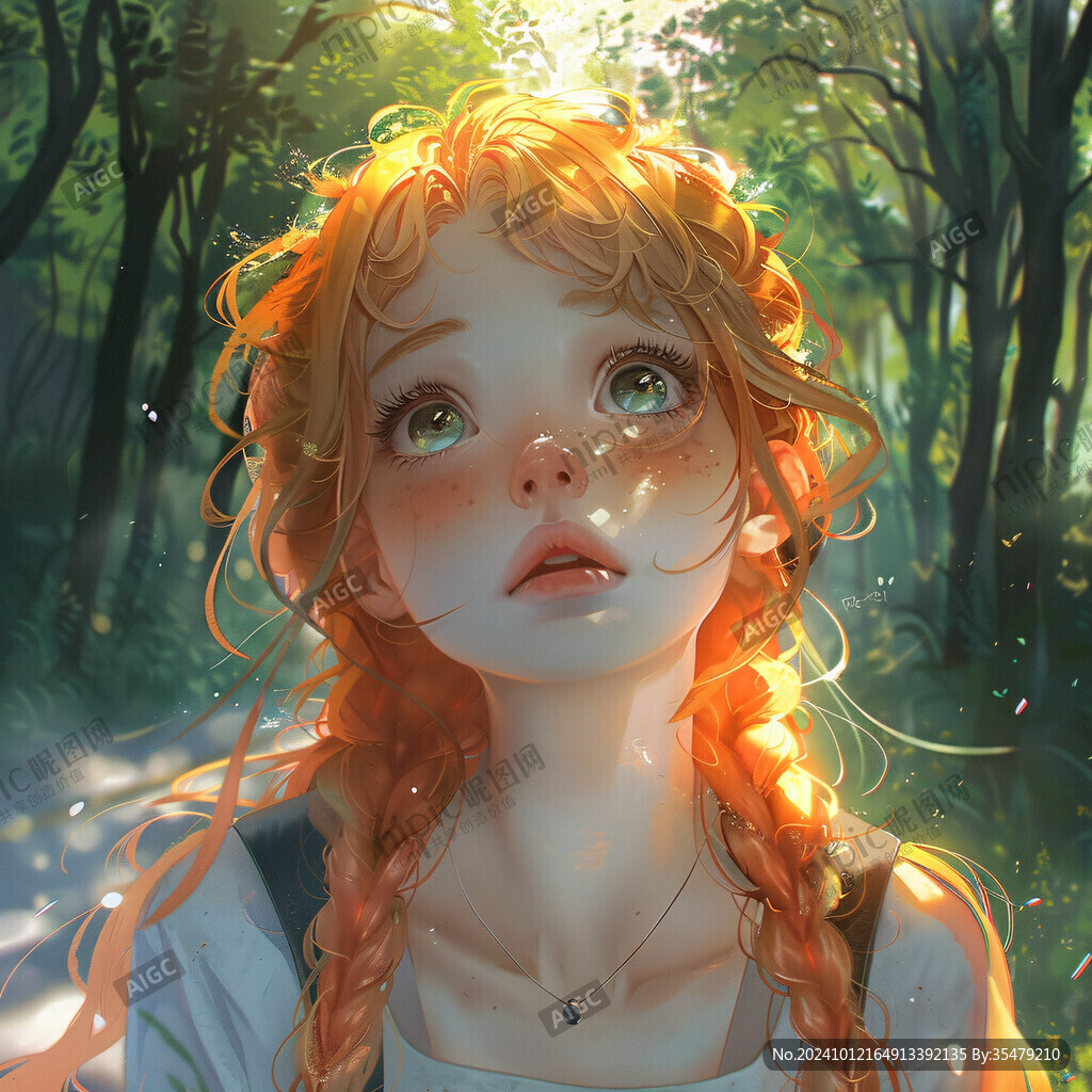 森系美少女插画