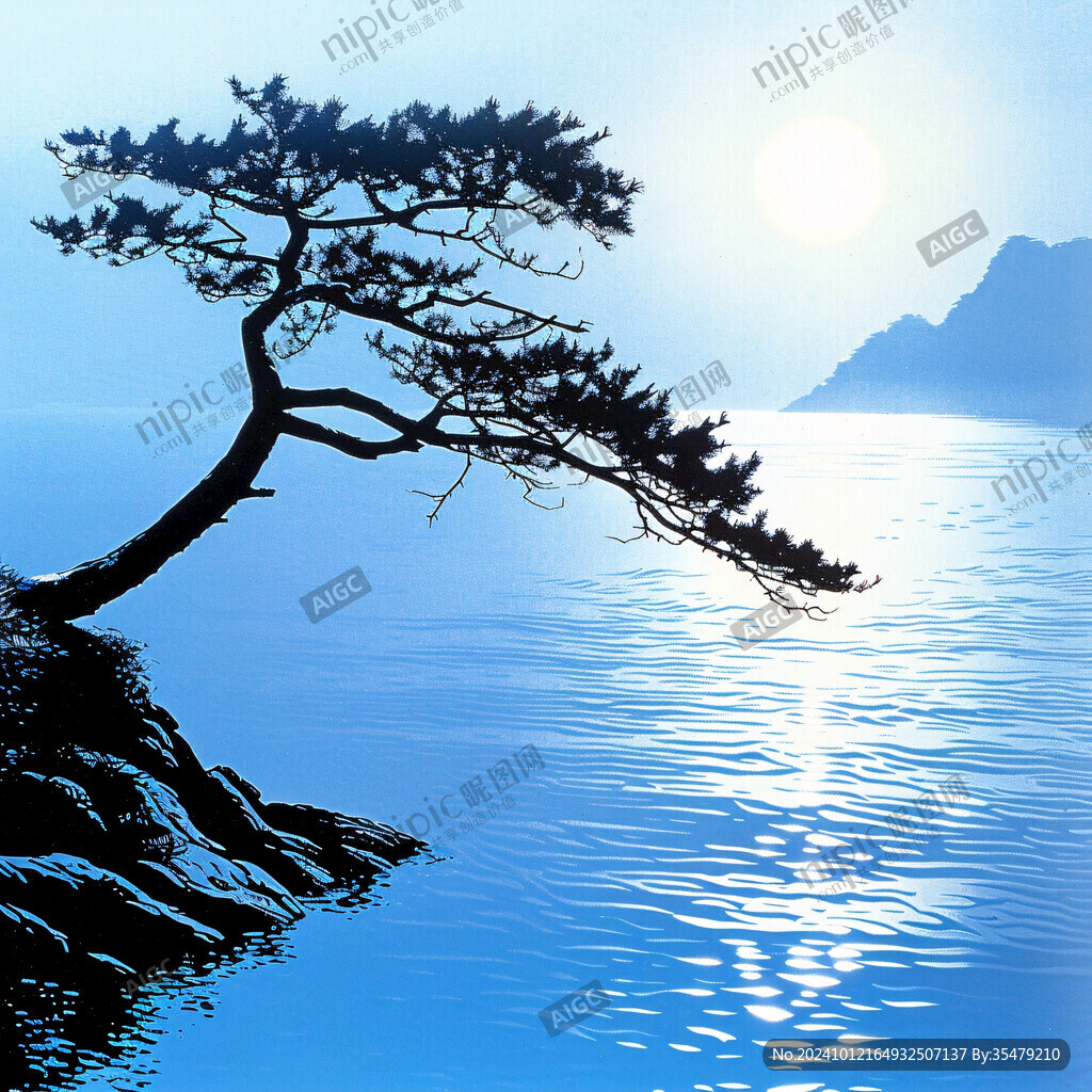 孤松风景画