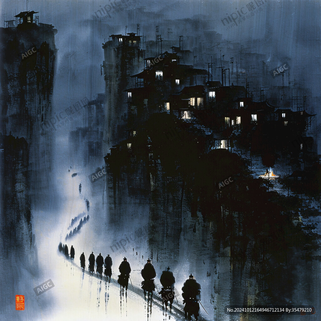水墨江南夜景