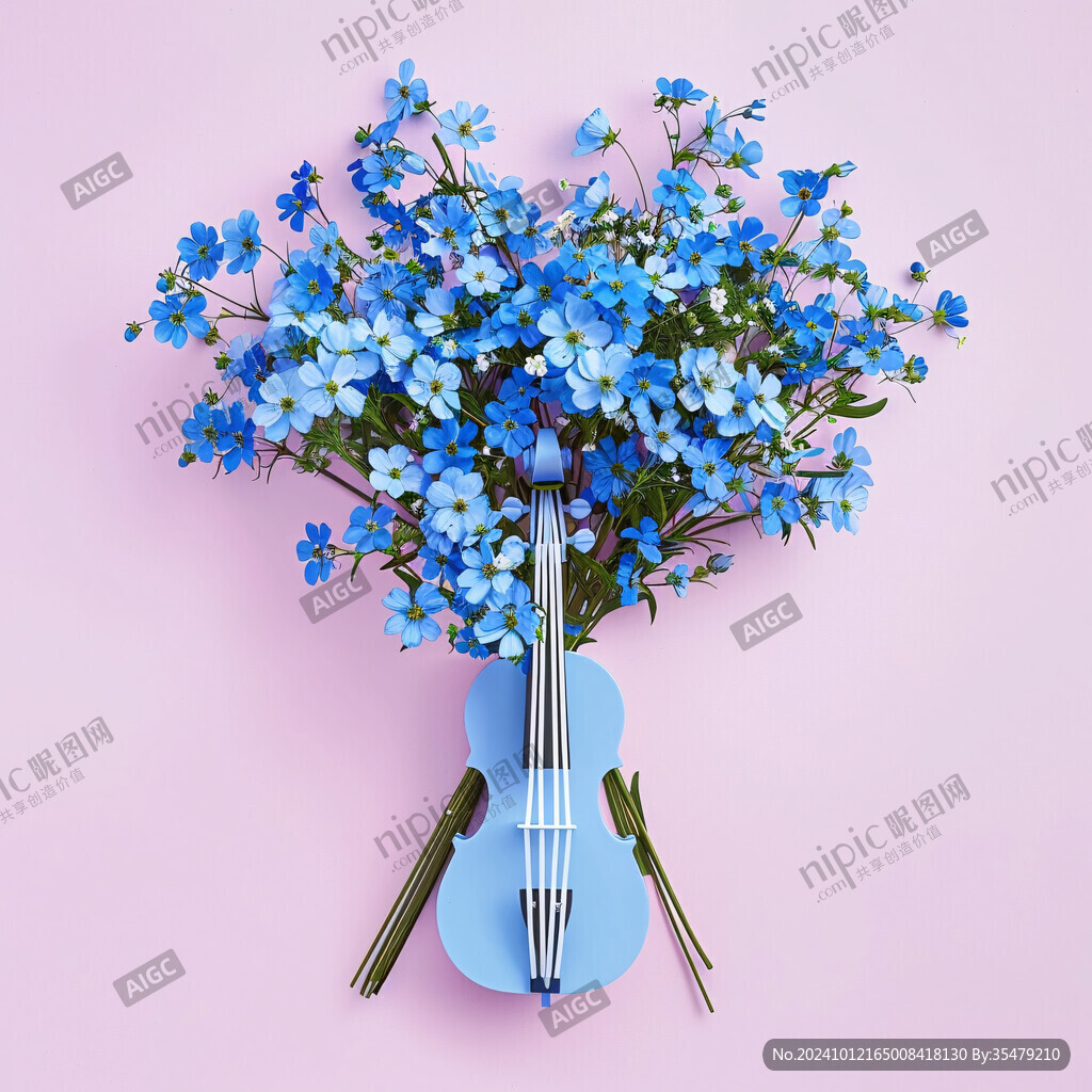 粉蓝花艺素材