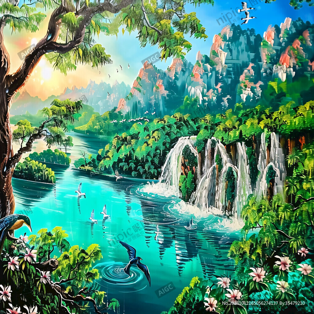 自然美景壁画
